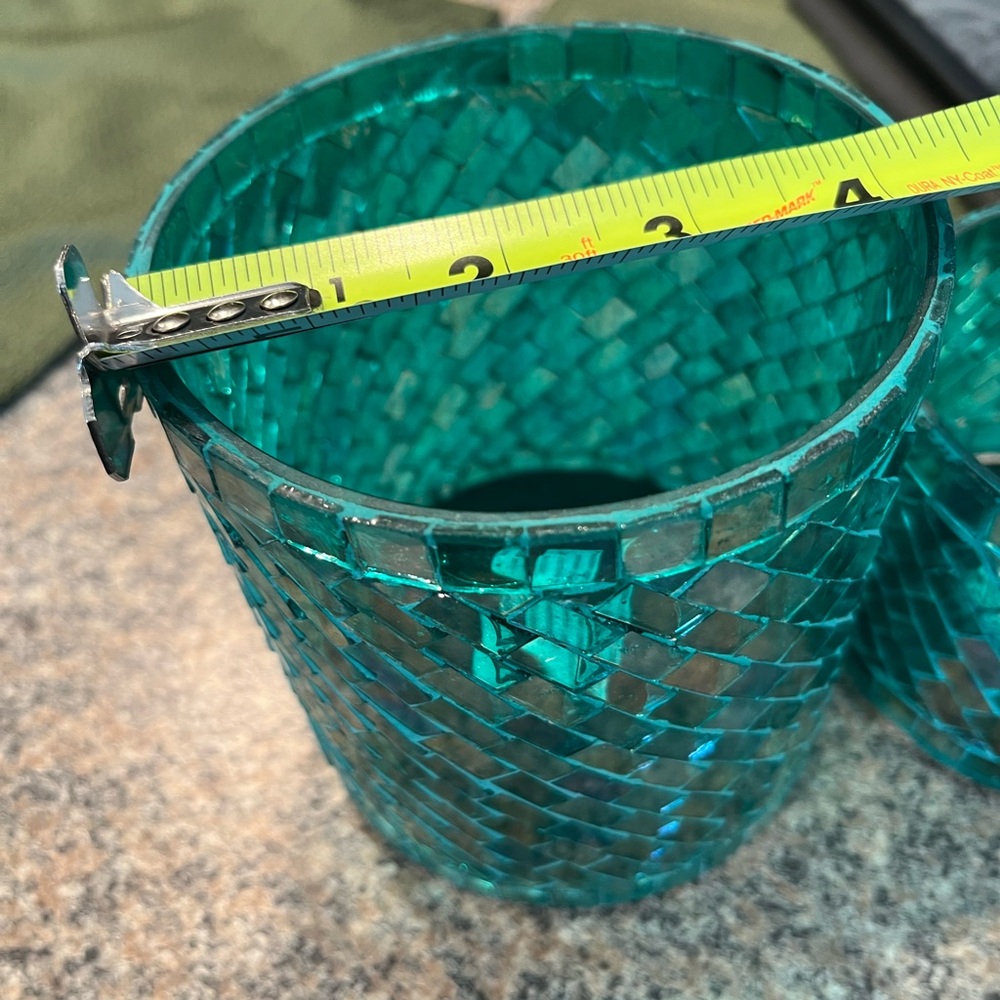 Sonoma Mosaic Glass Candle Holders - Turquoise - Picture 7 of 9